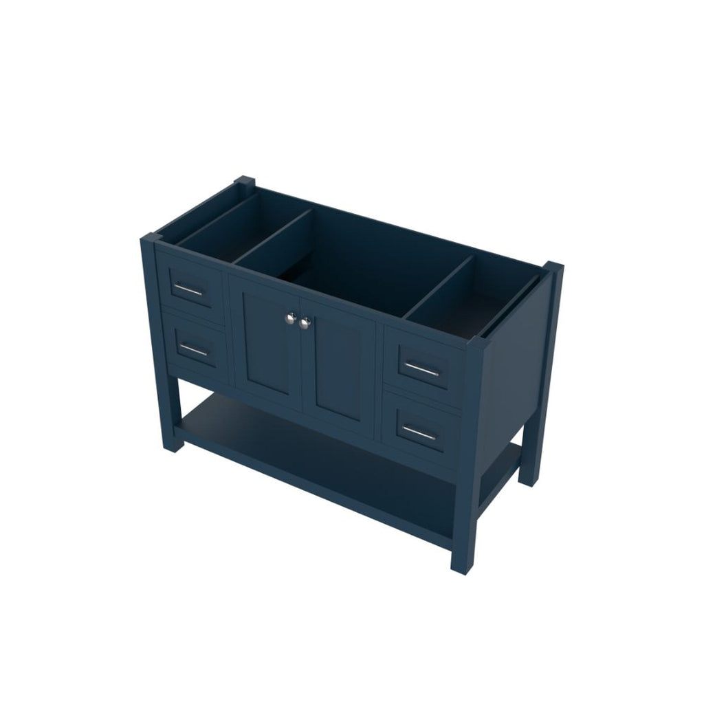 Alya Bath Wilmington 48" Single Blue Freestanding Bathroom Vanity With Brushed Nickel Edge Handles - HE-102-48-B