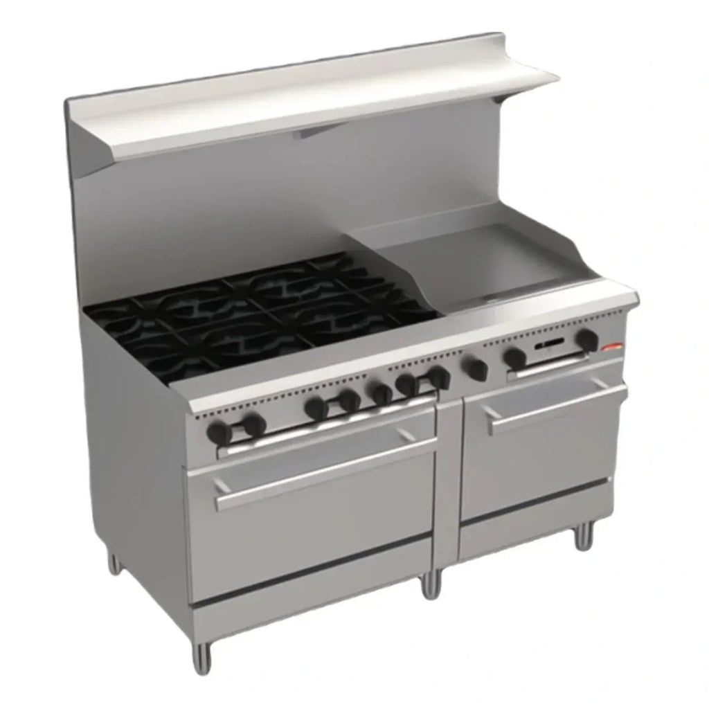 BakeMax 60" Restaurant Series Commercial Gas Range w/ 6 burners, 282,000 BTU - BAS36-24-2