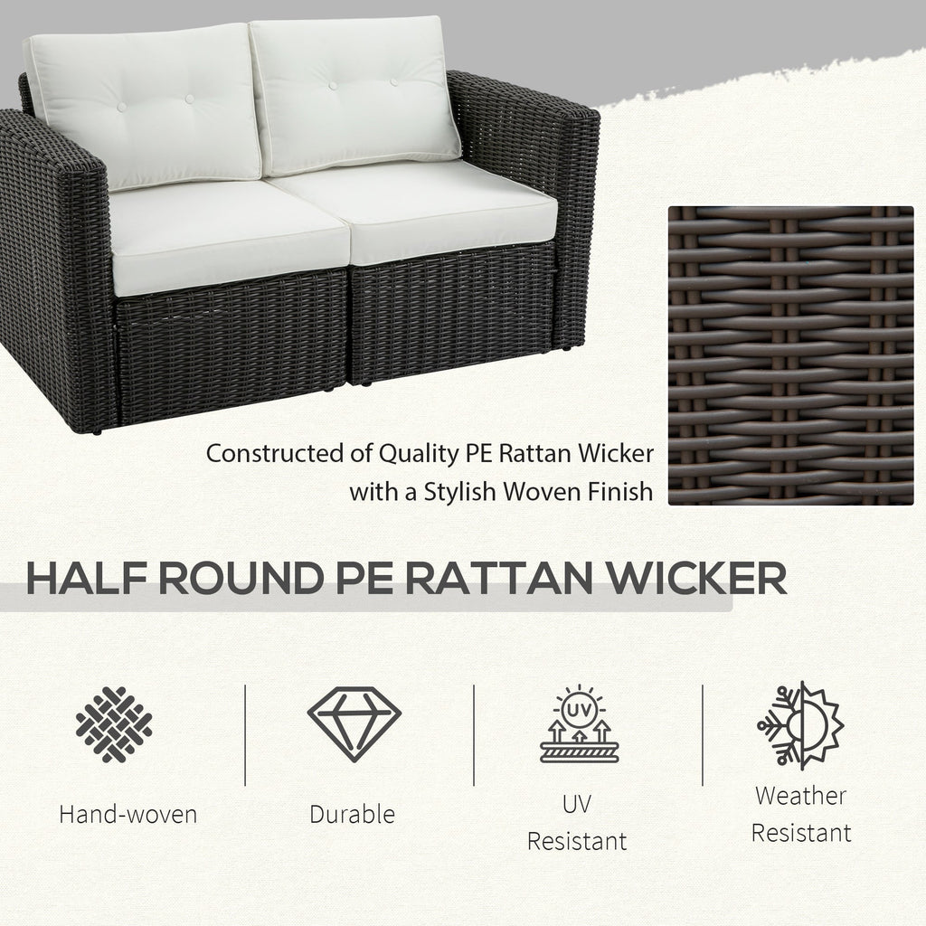 Outsunny 2-Piece Patio Corner Sofa Set with PE Rattan & Padded Cushions, Beige - 860-204CW