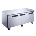 Dukers DUC72R 72" Three Solid Door Undercounter Worktop Refrigerator 18.96 Cu. Ft. - DUC72R