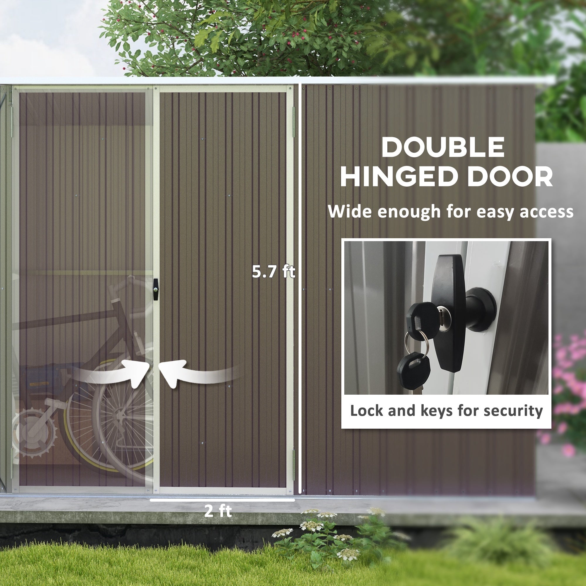 Outsunny 11' x 6' Metal Storage Shed with Lockable Door for Backyard, Garden, Lawn, Light Gray - 845-680V01LG