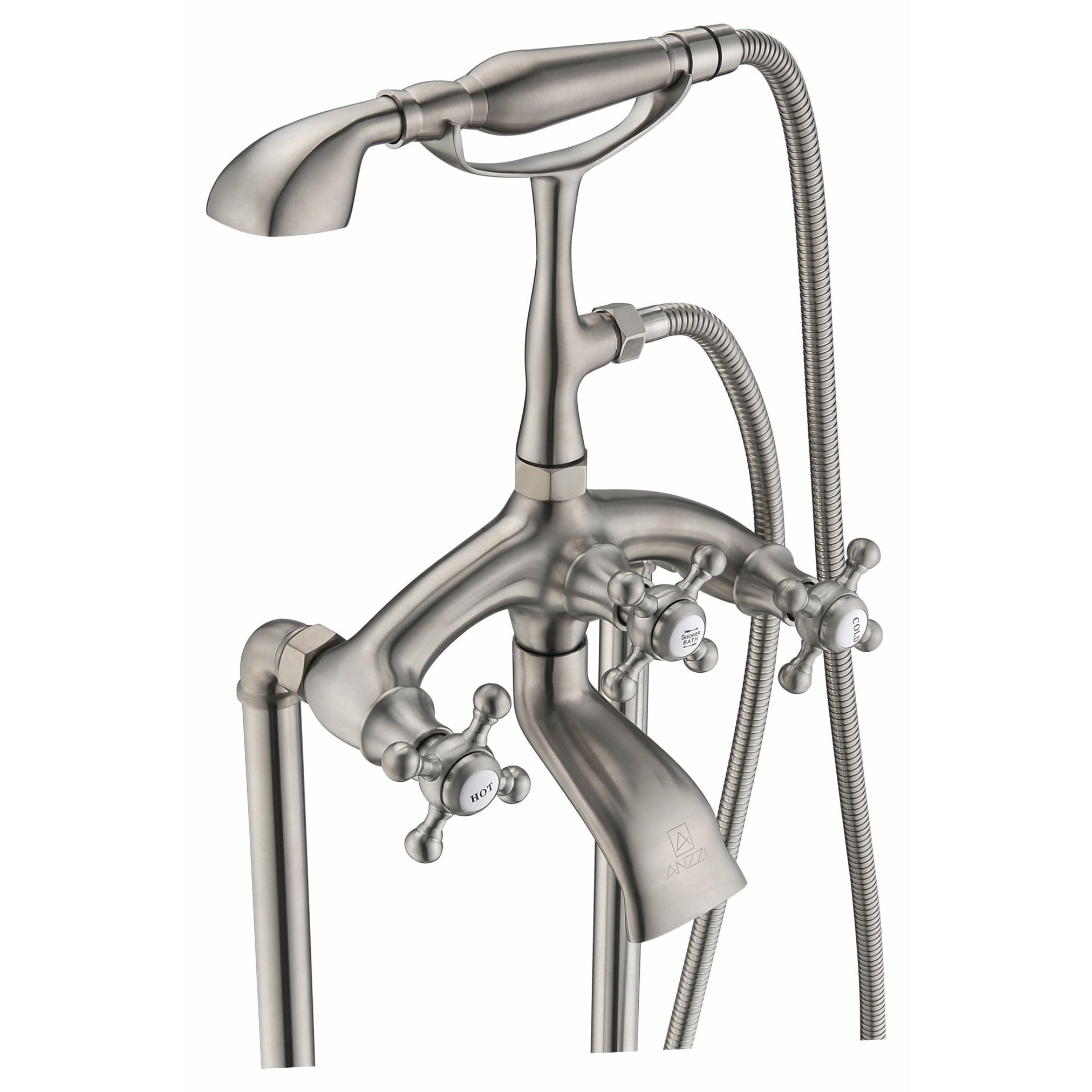 Anzzi Tugela 3-Handle Claw Foot Tub Faucet with Hand Shower FS-AZ0052 - FS-AZ0052BN