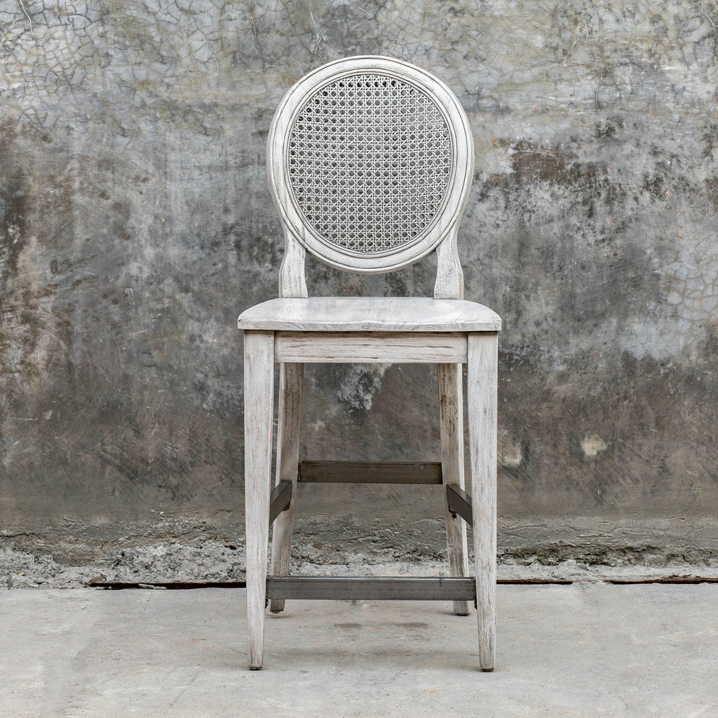 Uttermost Clarion Aged White Counter Stool 25438