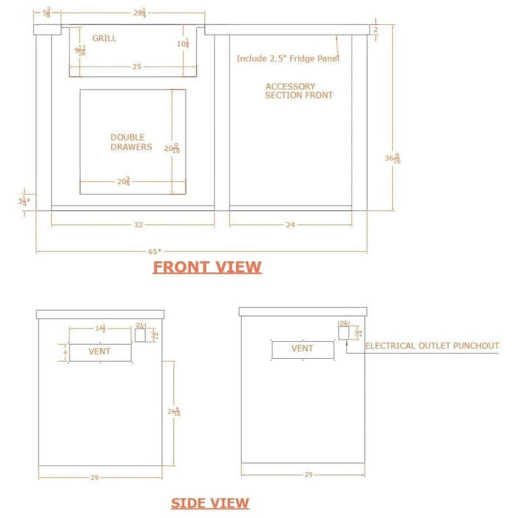 Haven Outdoor 72-Inch Outdoor Kitchen Island with 24-Inch Refrigerator, Gas Grill & Double Access Door - HCOY96REF-AB-LP