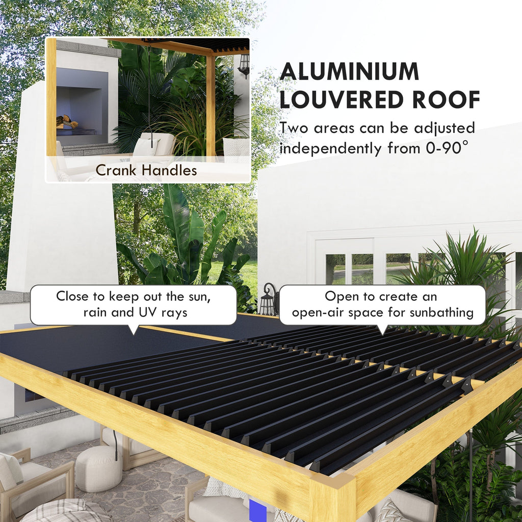 Outsunny 10' x 13' Aluminum Louvered Pergola with Adjustable Roof, Hardtop Gazebo for Outdoor Spaces, Gray - 84C-454V01ND