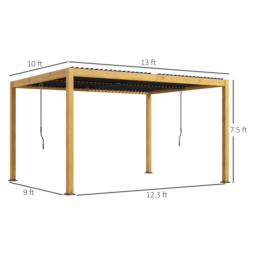 Outsunny 10' x 13' Aluminum Louvered Pergola with Adjustable Roof, Hardtop Gazebo for Outdoor Spaces, Gray - 84C-454V01ND
