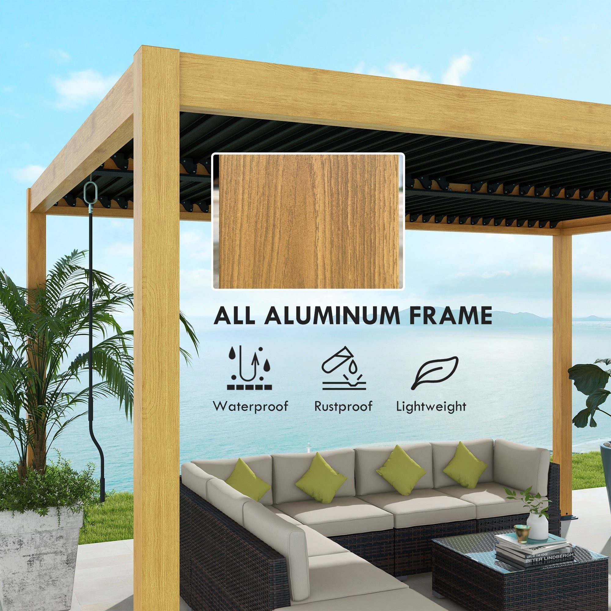 Outsunny 10' x 13' Aluminum Louvered Pergola with Adjustable Roof, Hardtop Gazebo for Outdoor Spaces, Gray - 84C-454V01ND