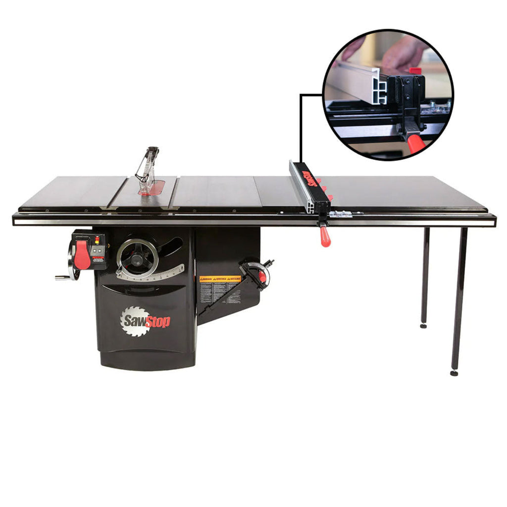 SawStop 5HP, 1ph, 230v Industrial Cabinet Saw w/36" T-Glide Advance Fence, Rails & Extension Table - ICS51230-ATGI36