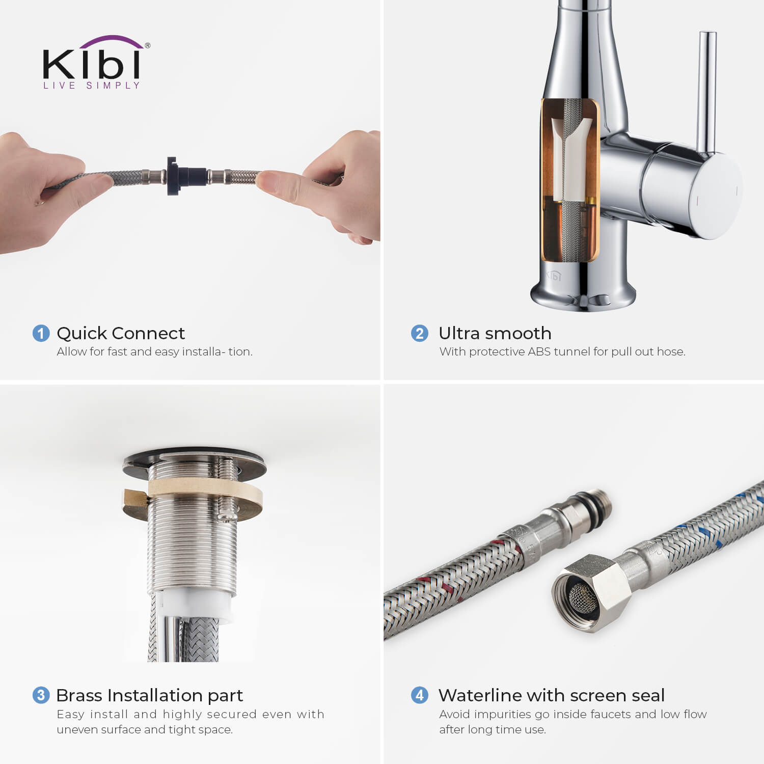 KIBI Napa Single Handle High Arc Pull Down Kitchen Faucet With Soap Dispenser in Chrome Finish - C-KKF2005CH-KSD100CH