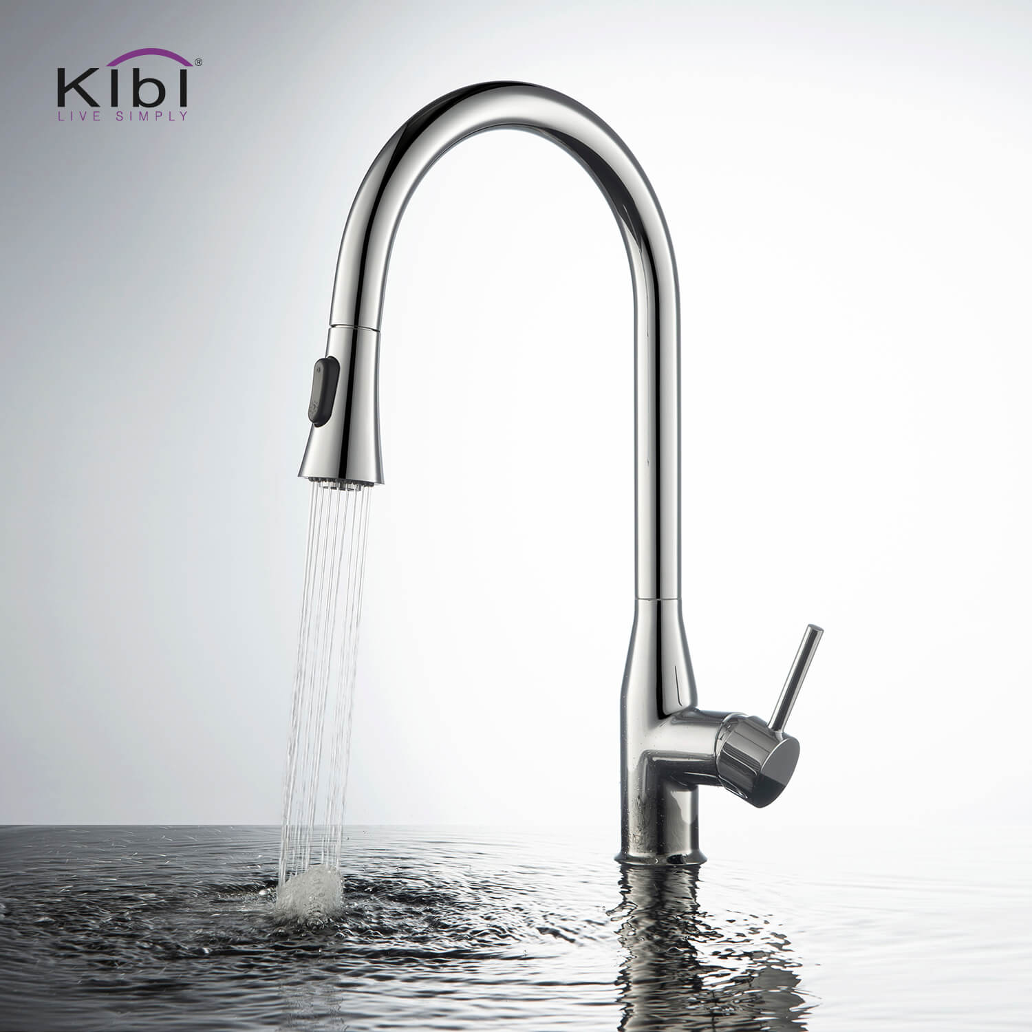 KIBI Napa Single Handle High Arc Pull Down Kitchen Faucet in Chrome Finish - KKF2005CH