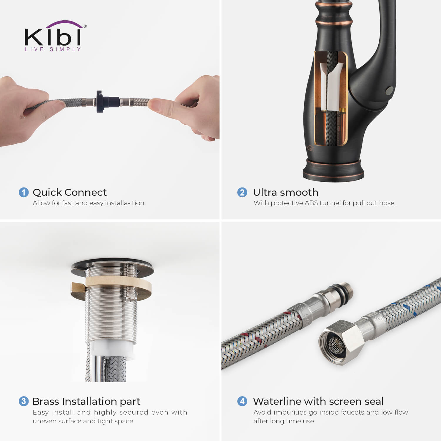 Kibi Summit Single Handle High Arc Pull Down Kitchen Faucet With Soap Dispenser in Oil Rubbed Bronze Finish - C-KKF2009ORB-KSD101ORB