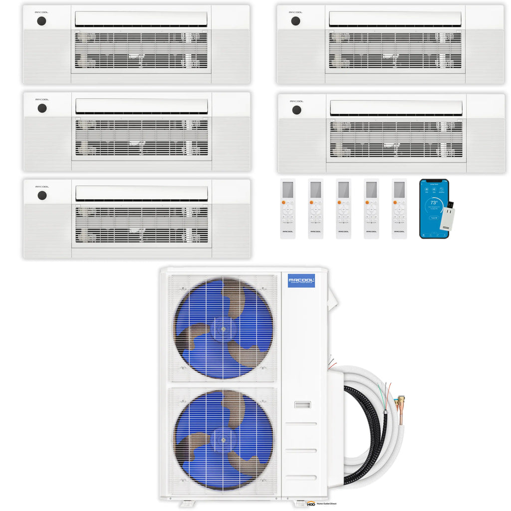 MRCOOL DIY 5th Gen Mini Split - 5-Zone 55,000 BTU Ductless Air Conditioner and Heat Pump Condenser with 18K + 18K + 12K + 9K + 6K Ceiling Cassette Air Handlers
