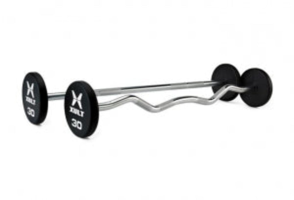 Johnson Health Tech XULT Urethane EZ-Curl Barbells - XULT Urethane EZ-Curl Barbell, Black, 100 lb. - XT-100URE-BBEZ
