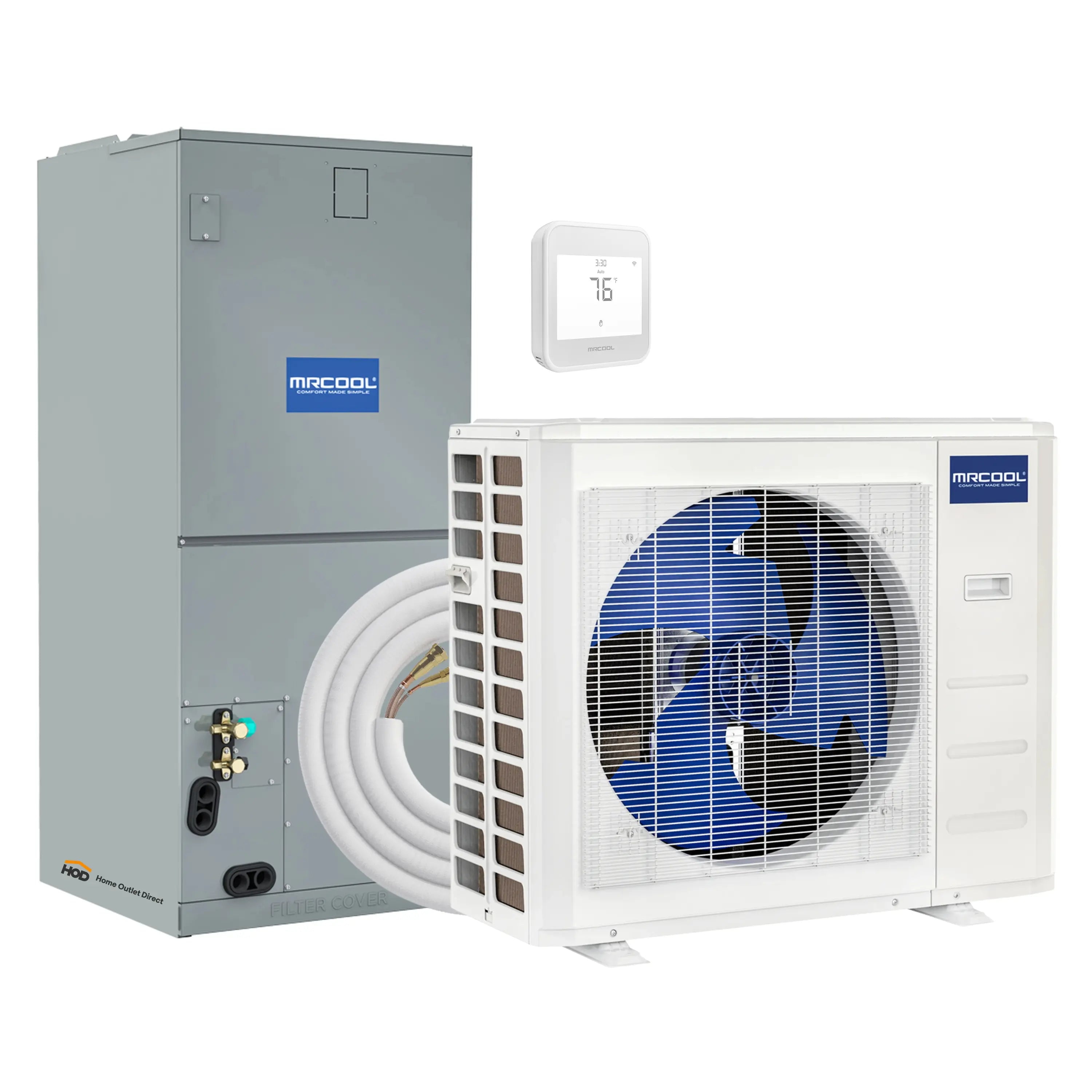 MRCOOL VersaPro 2nd Gen Central Split System with 30K BTU, 2.5 Ton, 17 SEER2, Central Ducted Condenser and Ducted Air Handler with 50 Ft. R-454B No-Vac Lineset  - MVP-30-HP-230A50