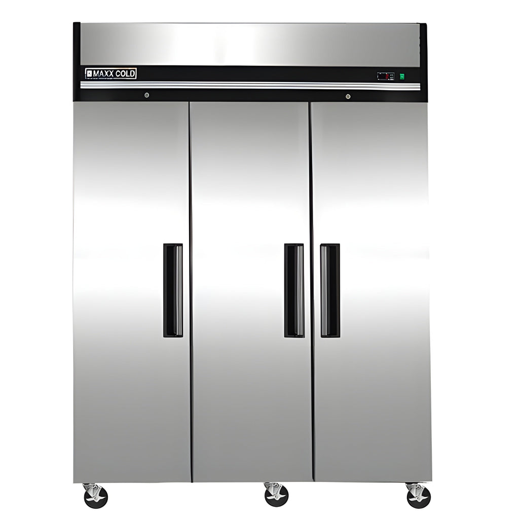 Maxx Cold Triple Door Reach-in Freezer, Top Mount, 72 cu. ft. Storage Capacity, in Stainless Steel - MXCF-72FDHC