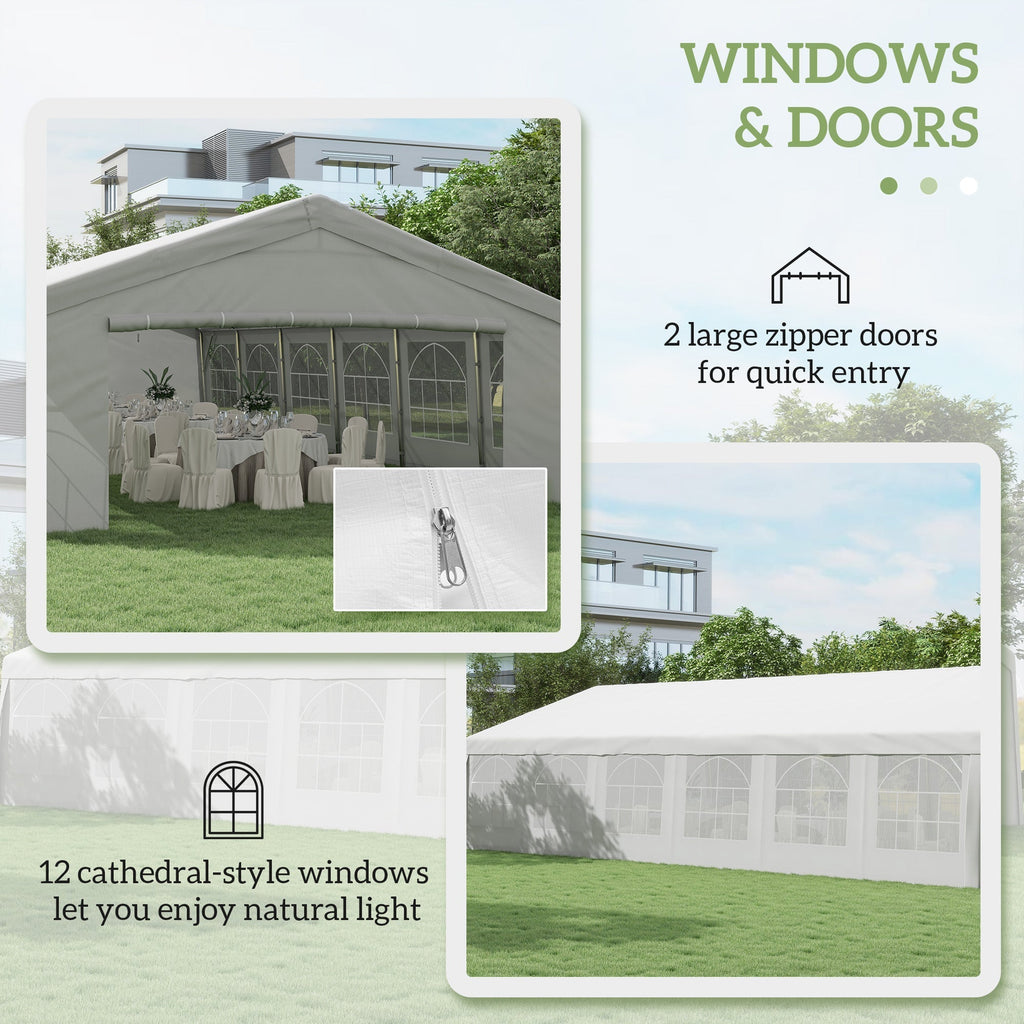 Outsunny 20' x 40' Heavy-duty Party & Wedding Tent with Sidewalls, White - 84C-020