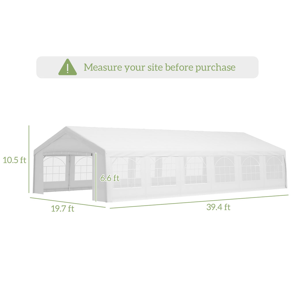 Outsunny 20' x 40' Heavy-duty Party & Wedding Tent with Sidewalls, White - 84C-020