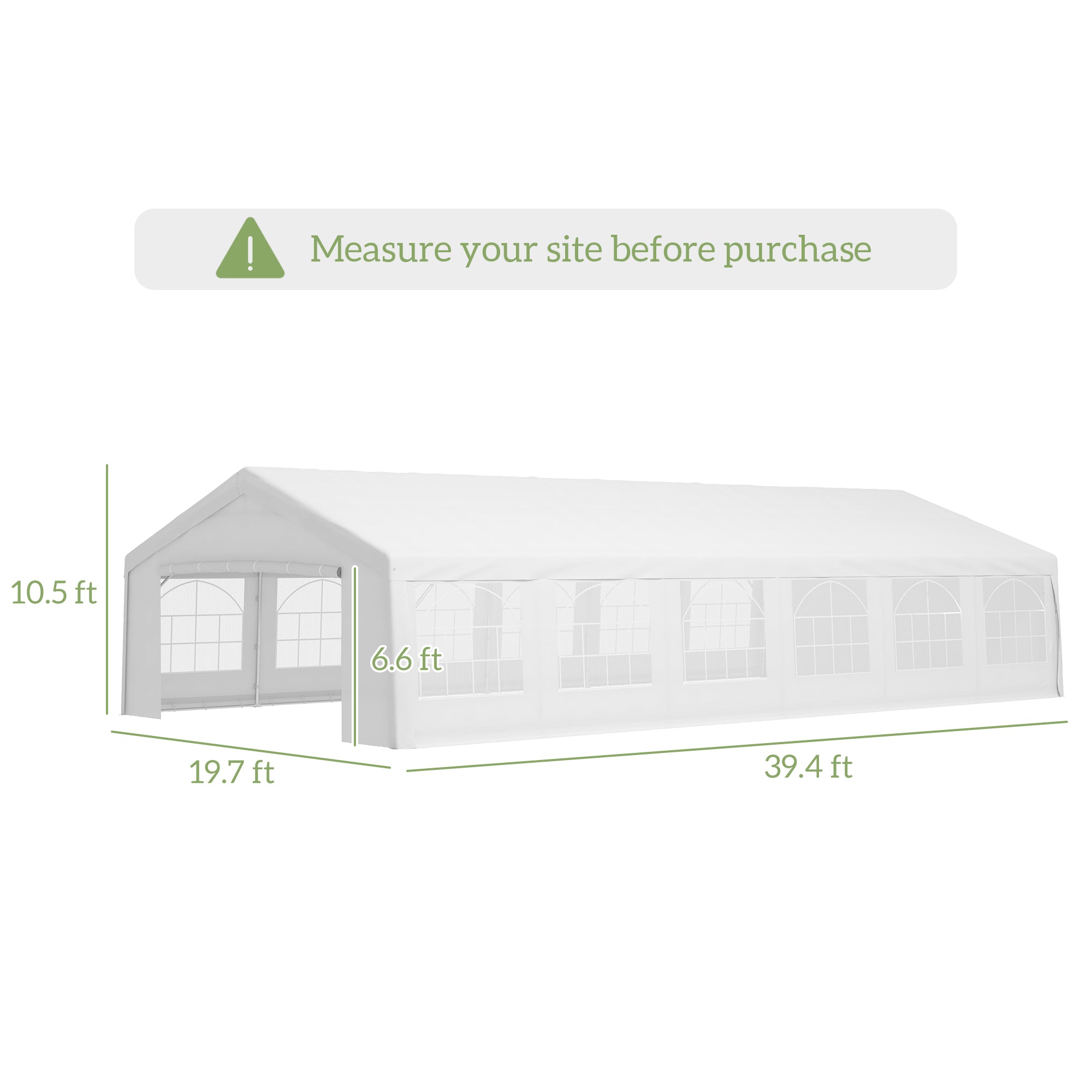Outsunny 20' x 40' Heavy-duty Party & Wedding Tent with Sidewalls, White - 84C-020