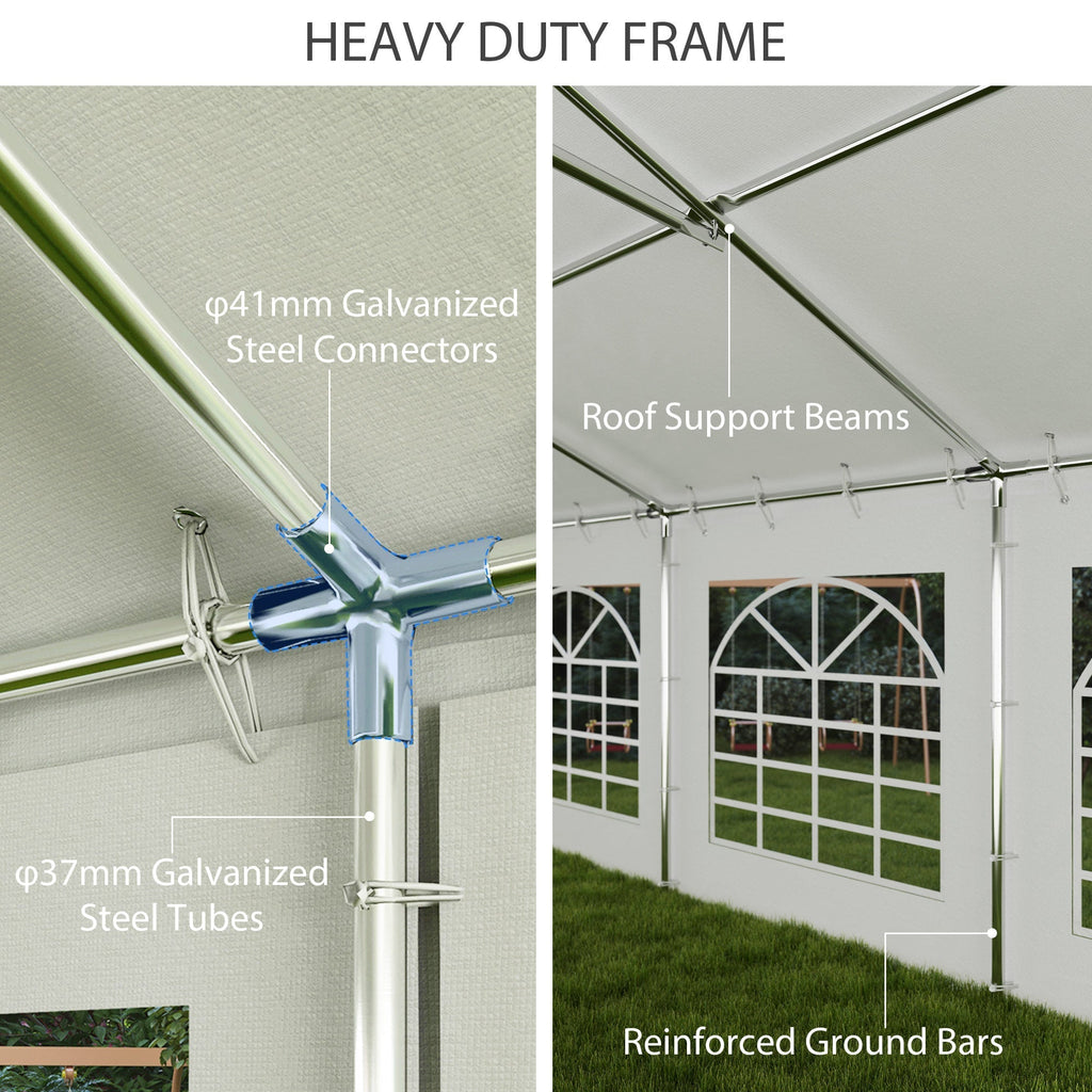 Outsunny 20' x 40' Party Tent with Removable Sidewalls, 12 Windows, White - 84C-538V00WT