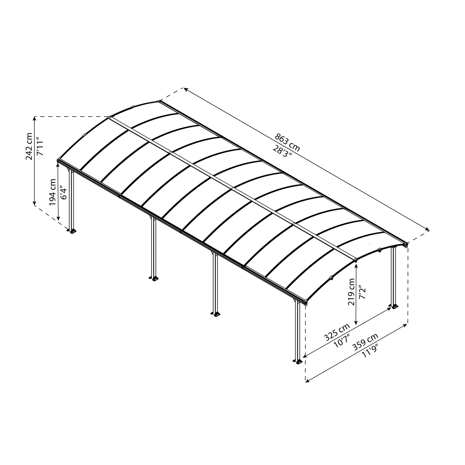 Palram - Canopia | Arcadia 5000 Carport 12x28x8 ft - HG9119