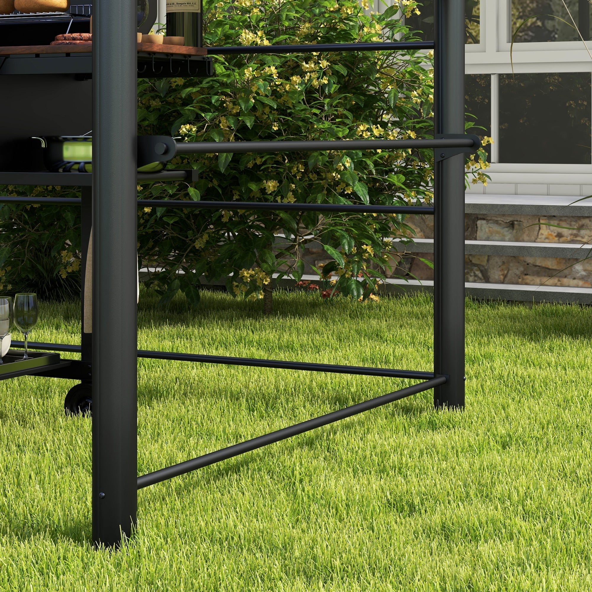 Outsunny 8' x 5' Grill Gazebo Shelter with Vented PC Roof, Side Shelves - 84C-237V01CG