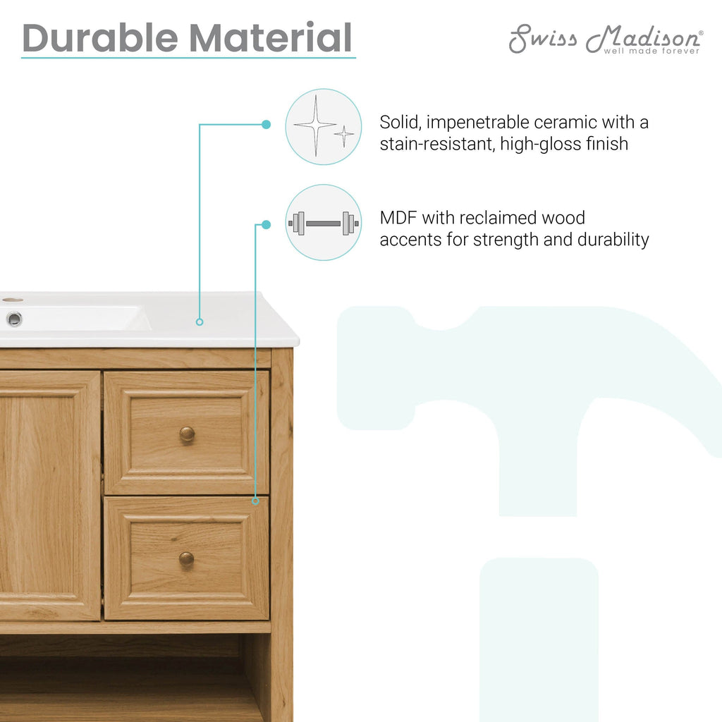 Swiss Madison Château 36" Bathroom Vanity in Natural Oak - SM-BV241 - Backyard Provider