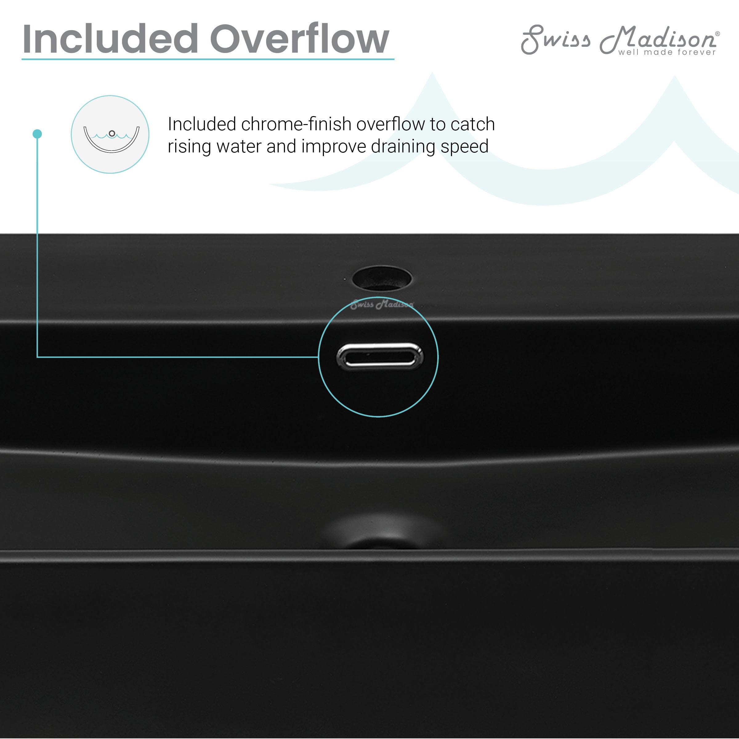 Swiss Madison Claire 40" Console Sink Matte Black Basin Chrome Legs - SM-CS764 - Backyard Provider