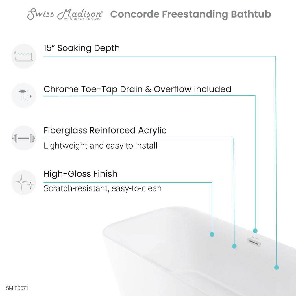 Swiss Madison Concorde 67" Freestanding Bathtub - SM-FB571 - Backyard Provider