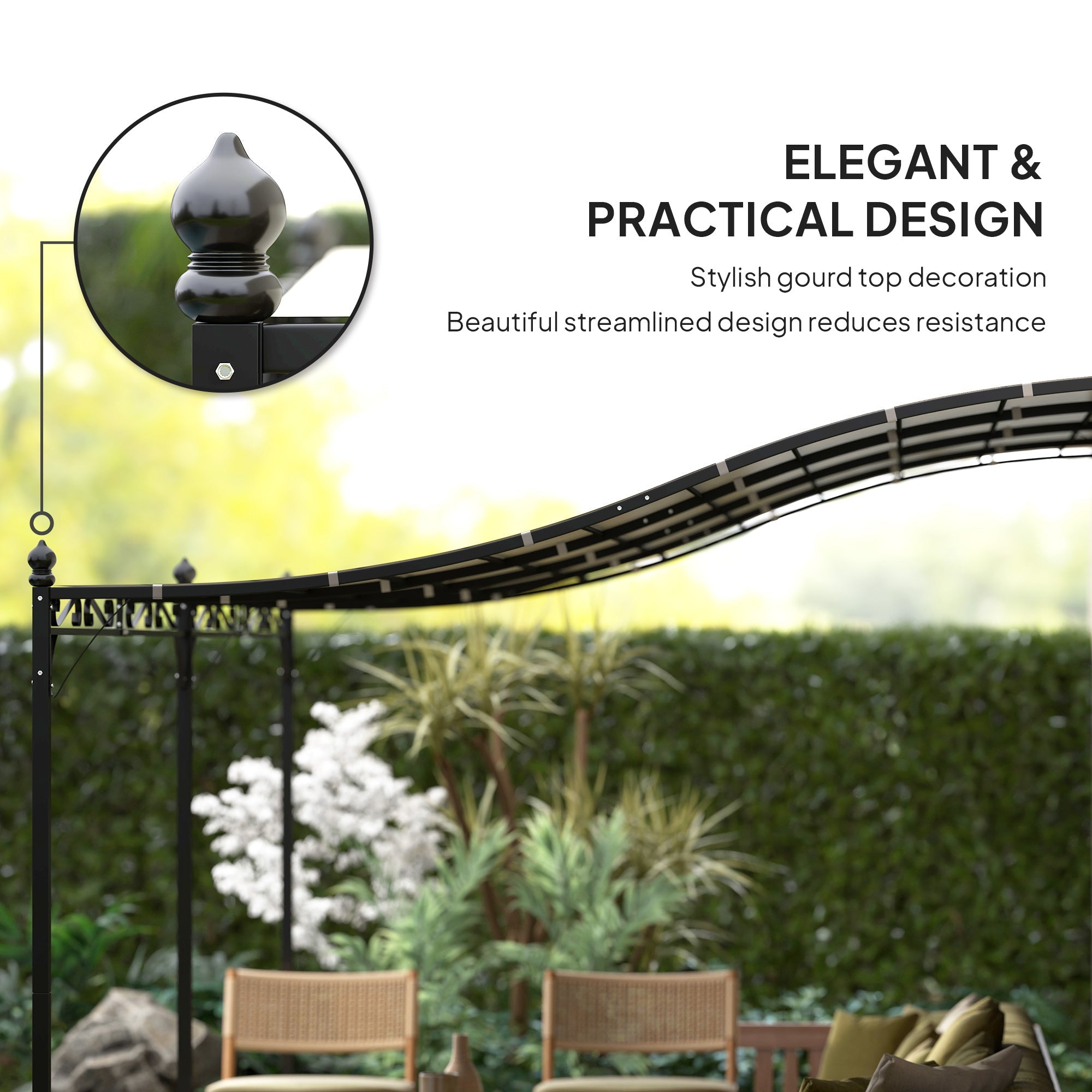 Outsunny 10' x 16' Wall-Mounted Metal Patio Canopy with Drainage Holes, Cream White - 84C-582V00CW