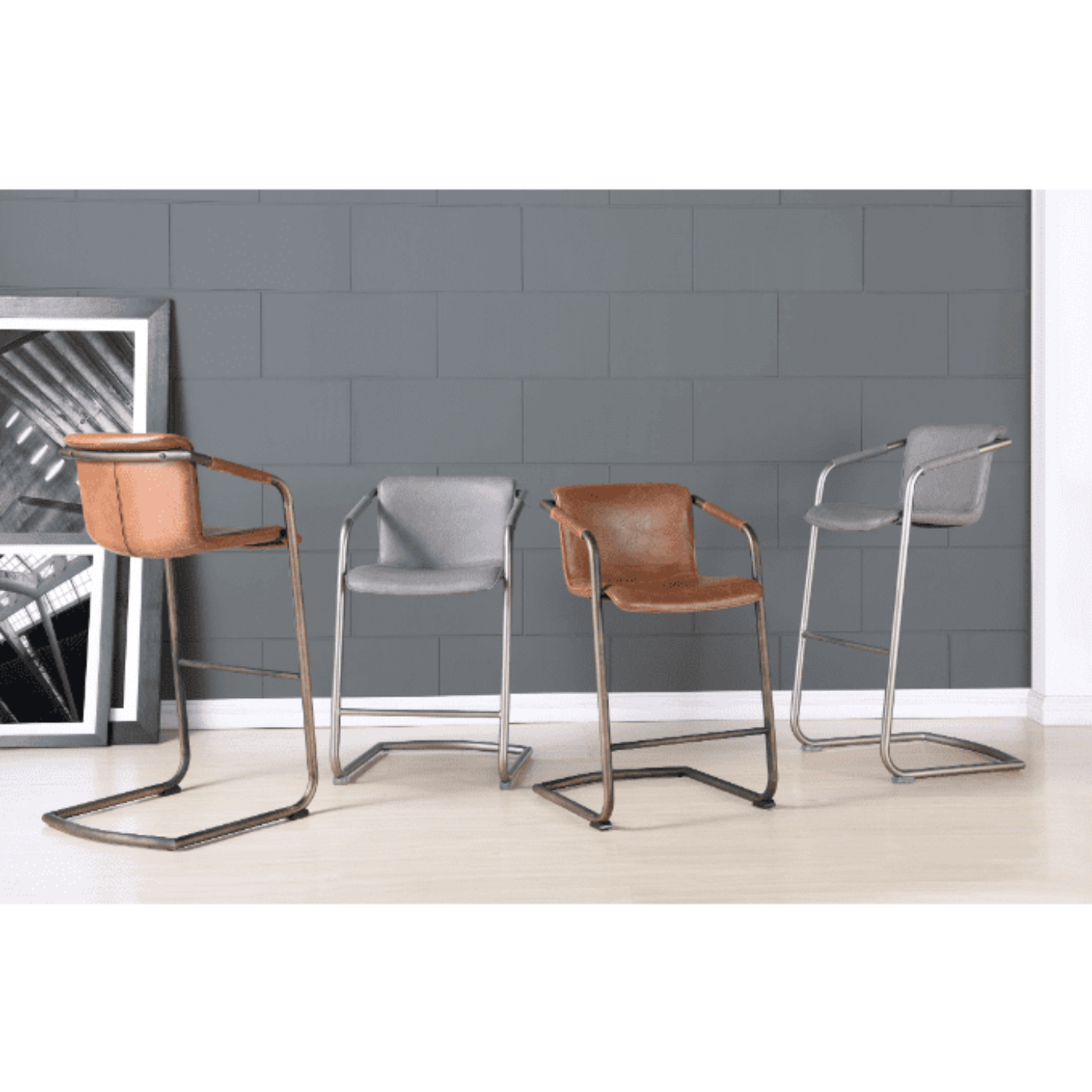 New Pacific Direct Indy PU Leather Bar Stool, (Set of 2)  -1060003-216