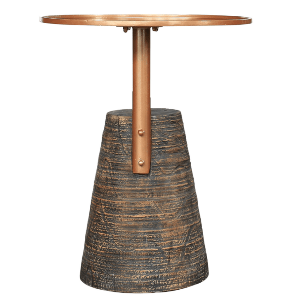 New Pacific Direct Millen Reclaimed Teak Wood Side/ End Table w/ Steel Tray Top 9600038 - 9600038