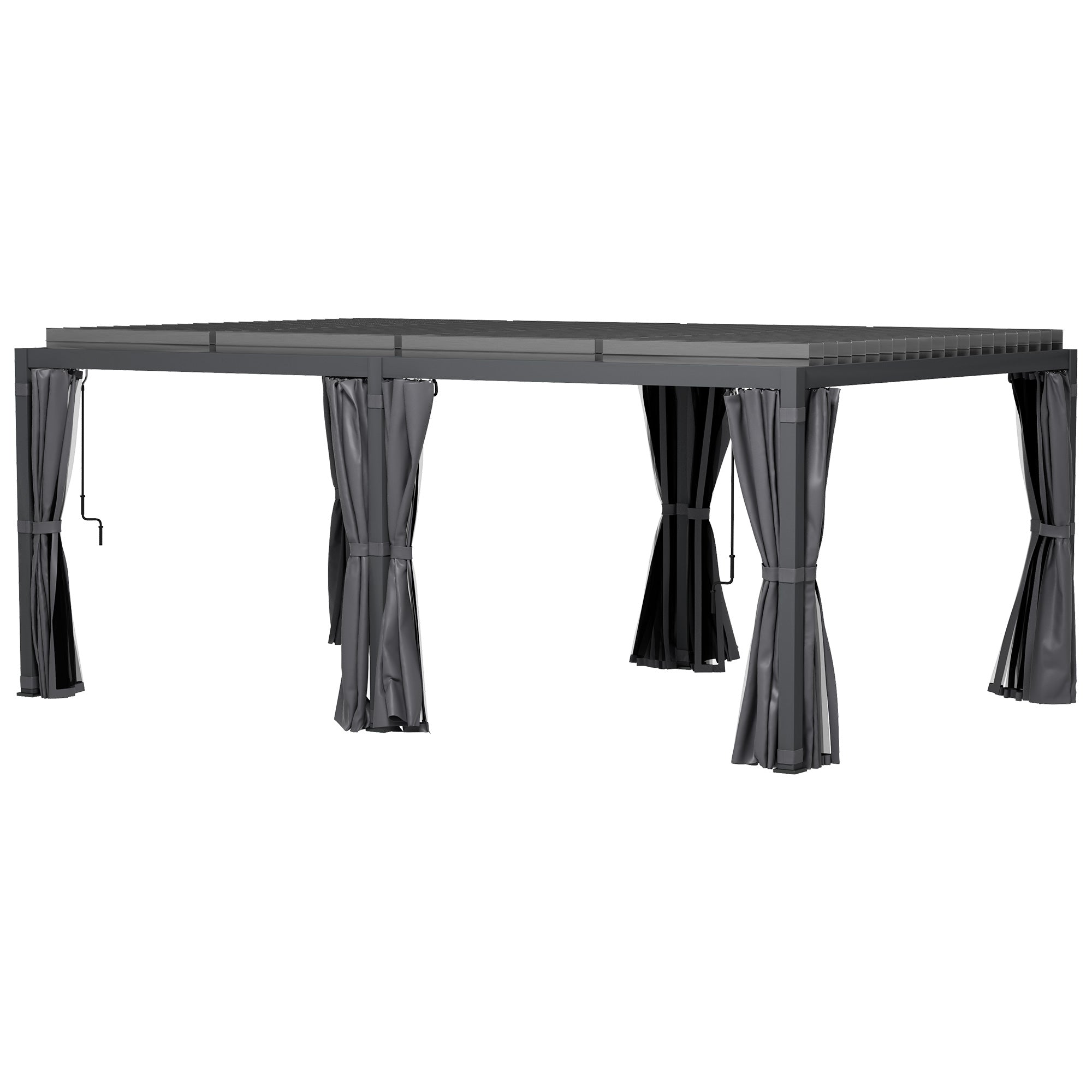 Outsunny 12' x 19' Aluminum Pergola with Adjustable Louvers, Curtains & Netting, Dark Gray- 84C - 509V00CG