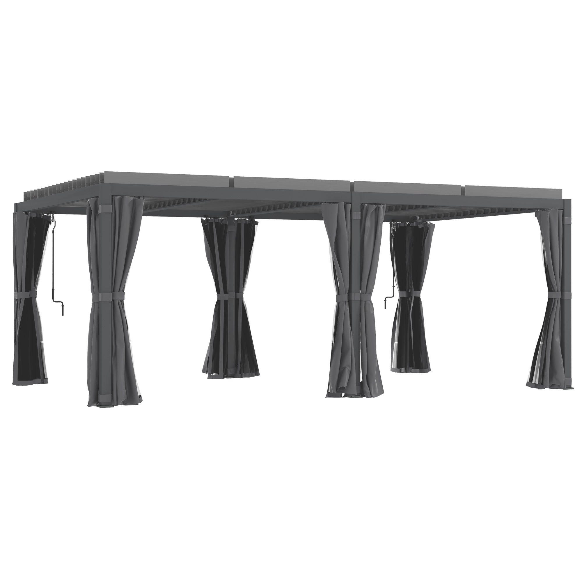 Outsunny 12' x 19' Aluminum Pergola with Adjustable Louvers, Curtains & Netting, Dark Gray- 84C - 509V00CG