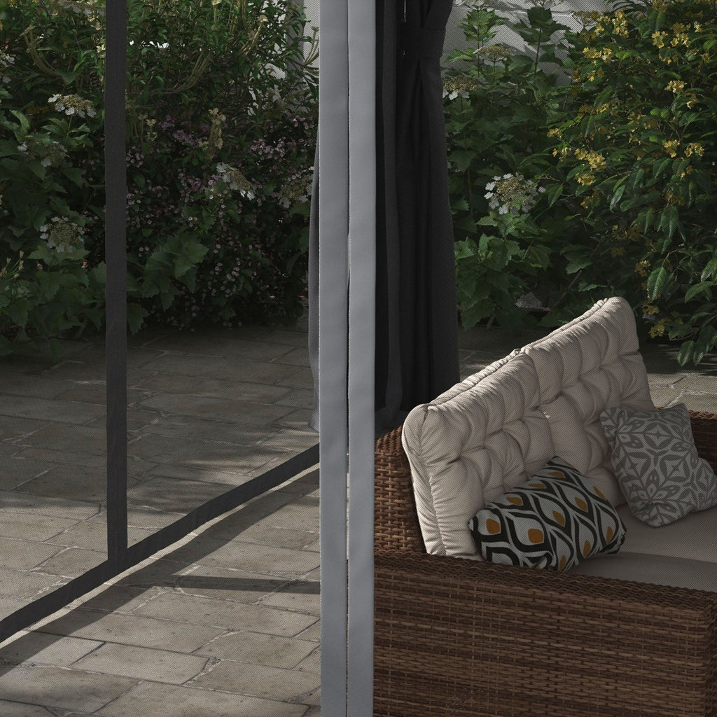Outsunny 12' x 19' Aluminum Pergola with Adjustable Louvers, Curtains & Netting, Dark Gray- 84C - 509V00CG