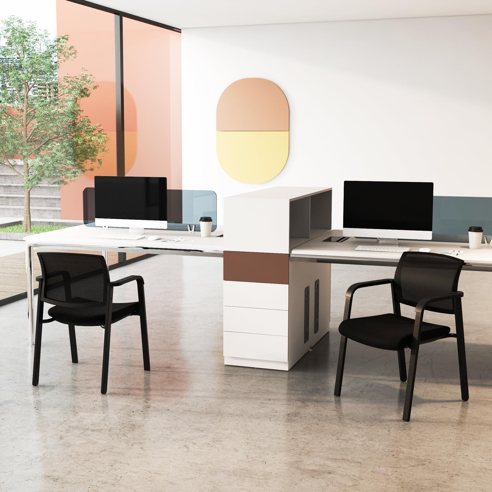 Tangkula Conference Room Chairs, Stackable Office Guest Chairs - 3*CB10544DK-2