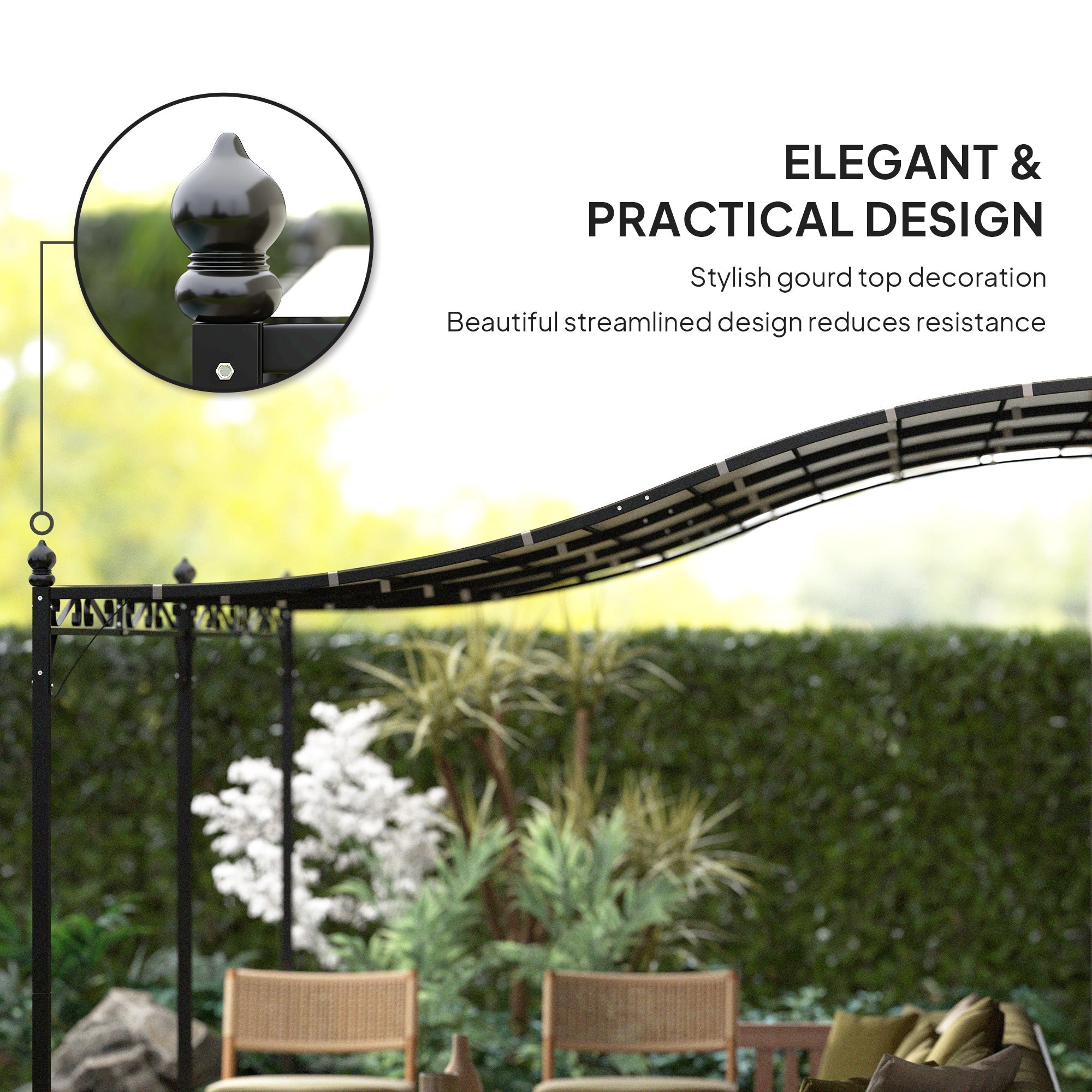 Outsunny 10' x 20' Wall-Mounted Metal Pergola Canopy with Drainage Holes in Cream White - 84C-582V01CW
