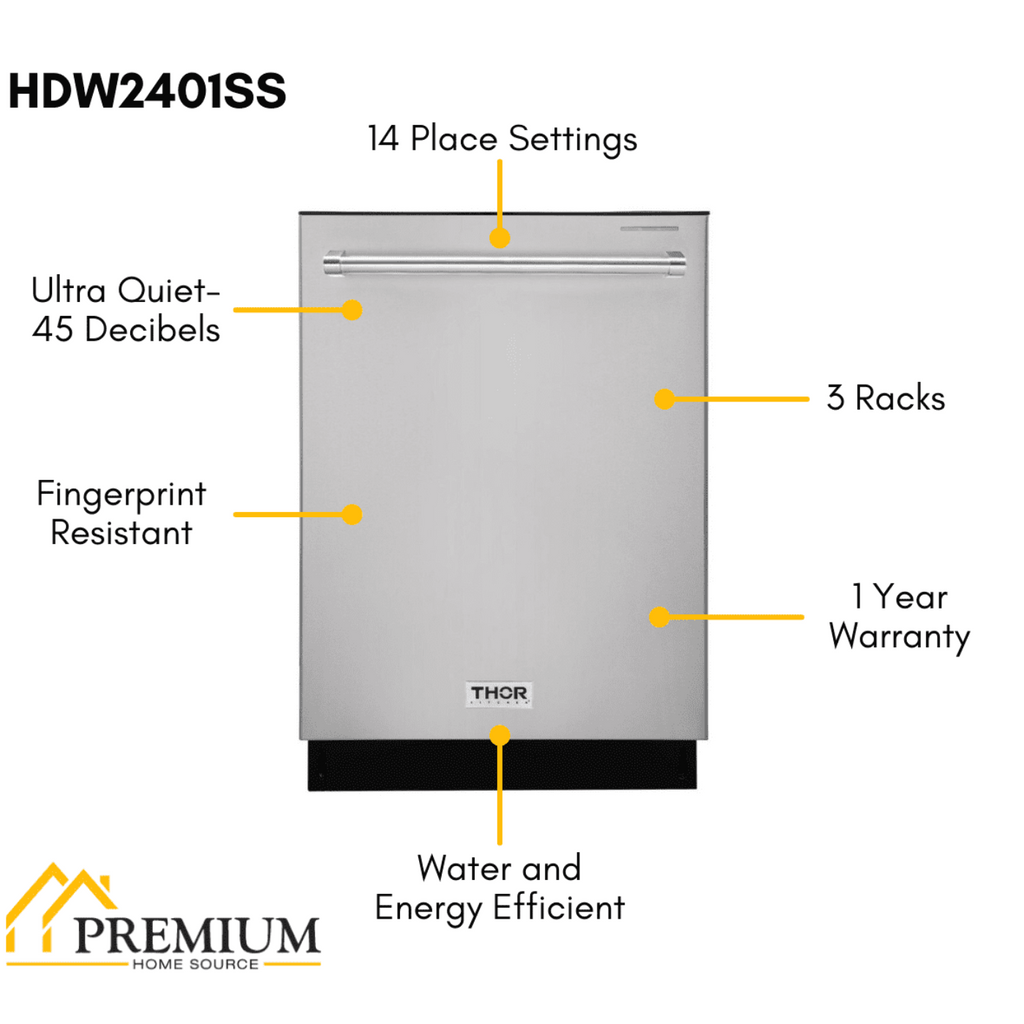 Thor Kitchen Appliance Package - 36 in. Liquid Propane Range, Refrigerator, Dishwasher, AP-LRG3601ULP-2