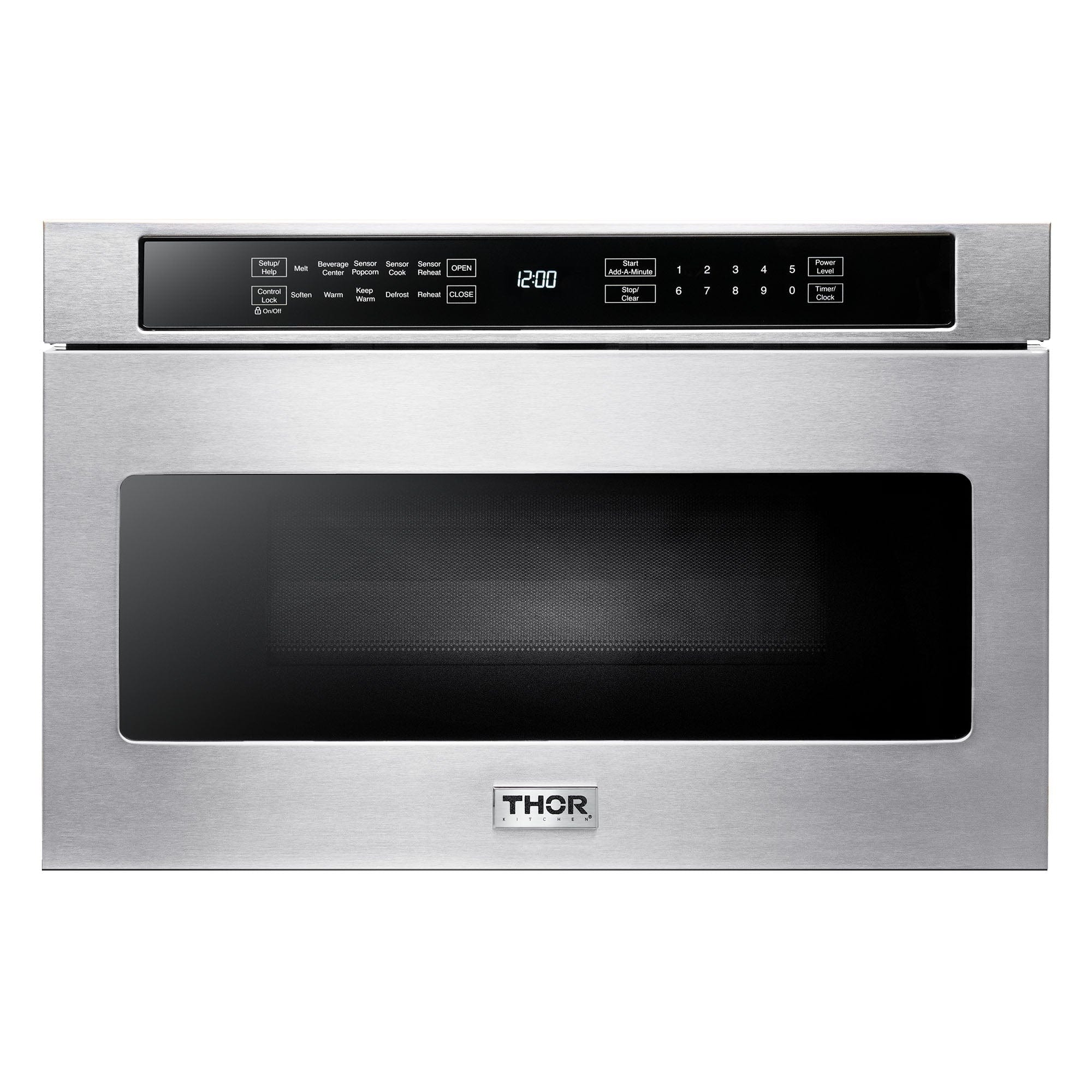 Thor Kitchen Appliance Package - 48 in. Gas Range, Range Hood, Dishwasher, Refrigerator with Water and Ice Dispenser, Microwave Drawer, AP-LRG4807U-13