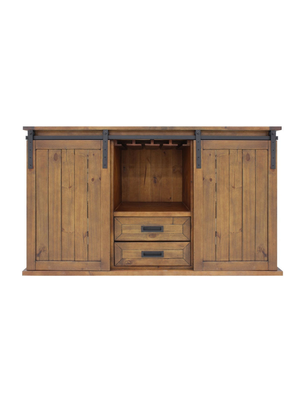 Vinotemp Rustic Wine Credenza with Sliding Doors - B Stock - VT-RUSTICRED3D