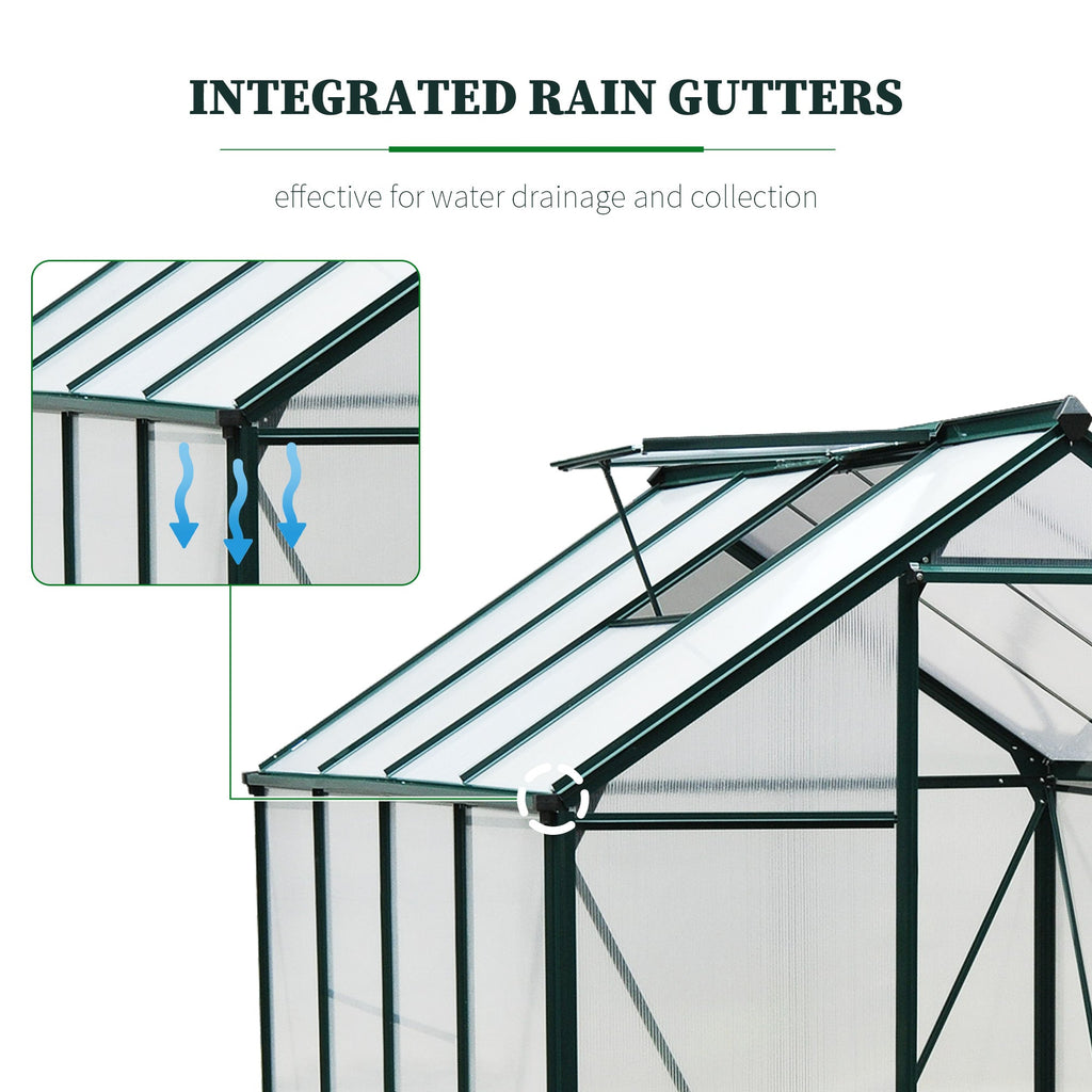 Outsunny BloomGreen 6' x 8' Greenhouse with Rain Gutter and Roof Vent Dark Green - 845-059