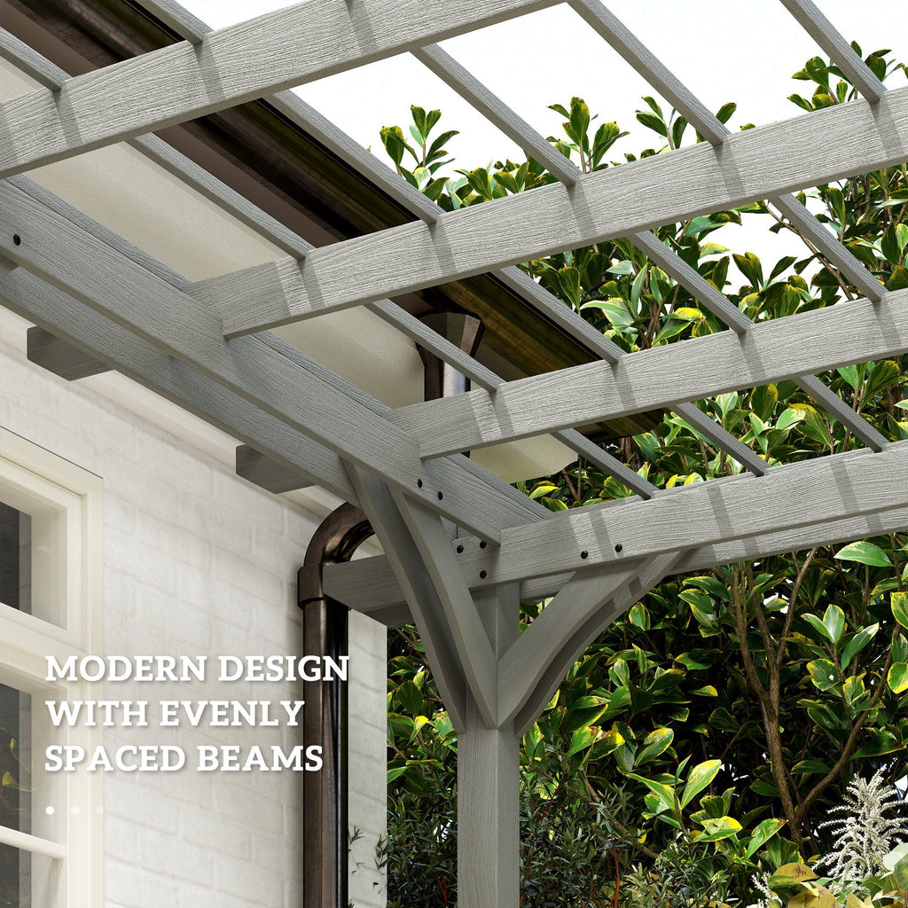 Outsunny 12' x 16' Wood Gazebo Pergola with Sturdy Frame for Climbing Plants, Gray - 84C-417V01GY