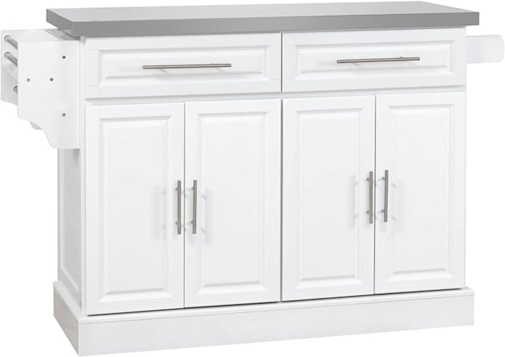 HomCom Rolling Kitchen Island with Storage, Portable Kitchen Cart - B0BL2T9PZV-1