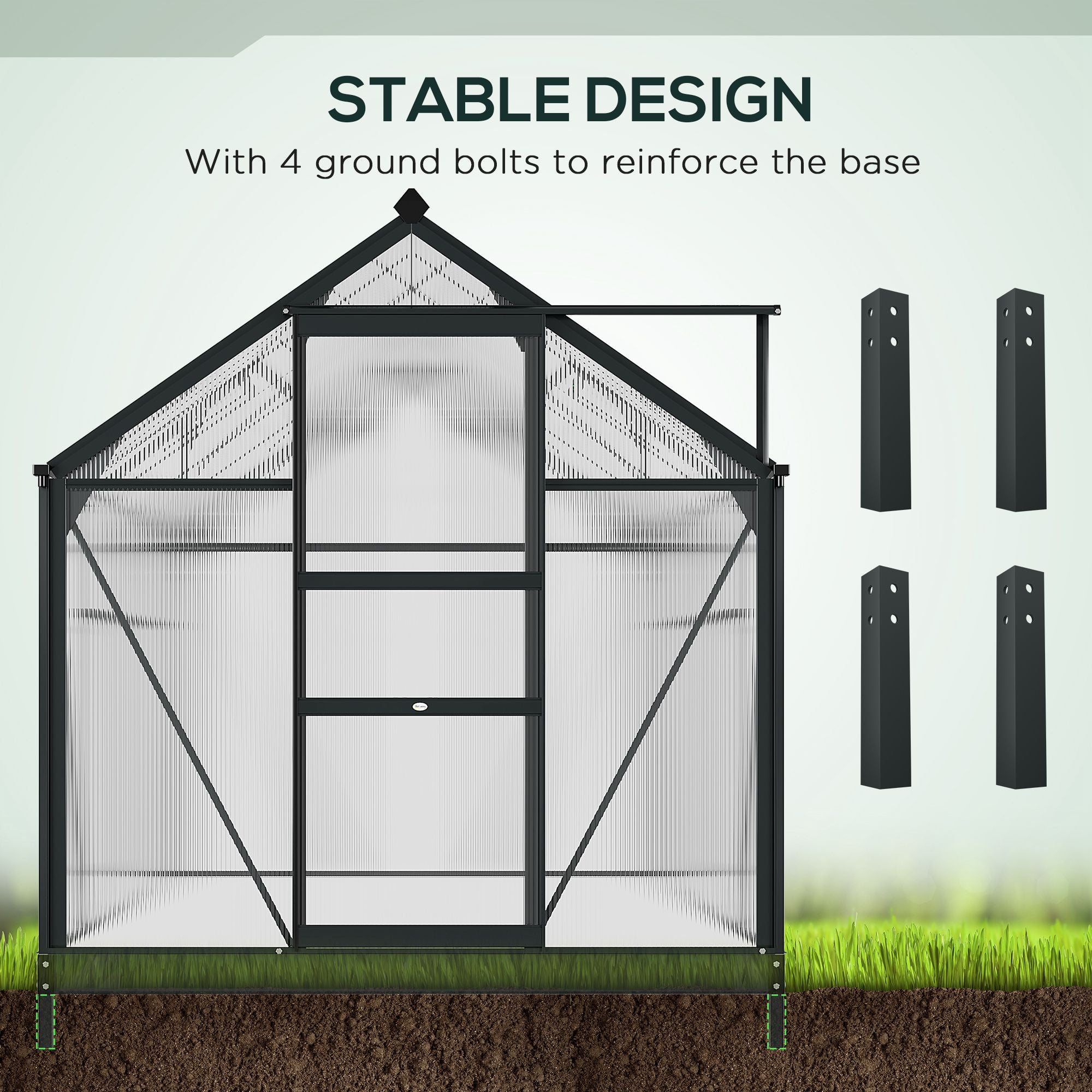 Outsunny BloomGreen 6' x 10' Greenhouse with Rain Gutter and Roof Vent Gray - 845-059V01GY