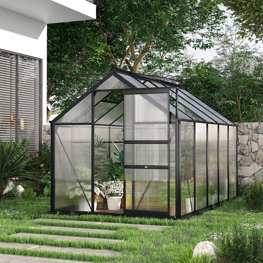 Outsunny BloomGreen 6' x 10' Greenhouse with Rain Gutter and Roof Vent Gray - 845-059V01GY
