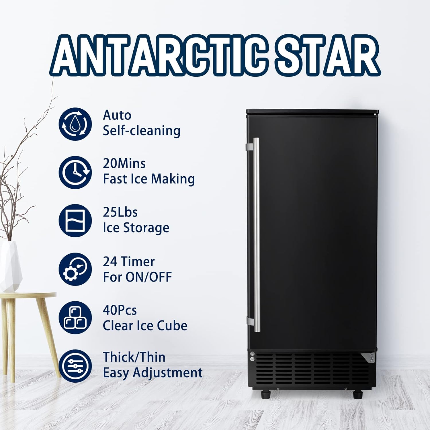 Antarctic Star Ice Maker Ice Scoop Handle Water Inlet Pipe Draining Pipe Quick Connector - Z5836F-black