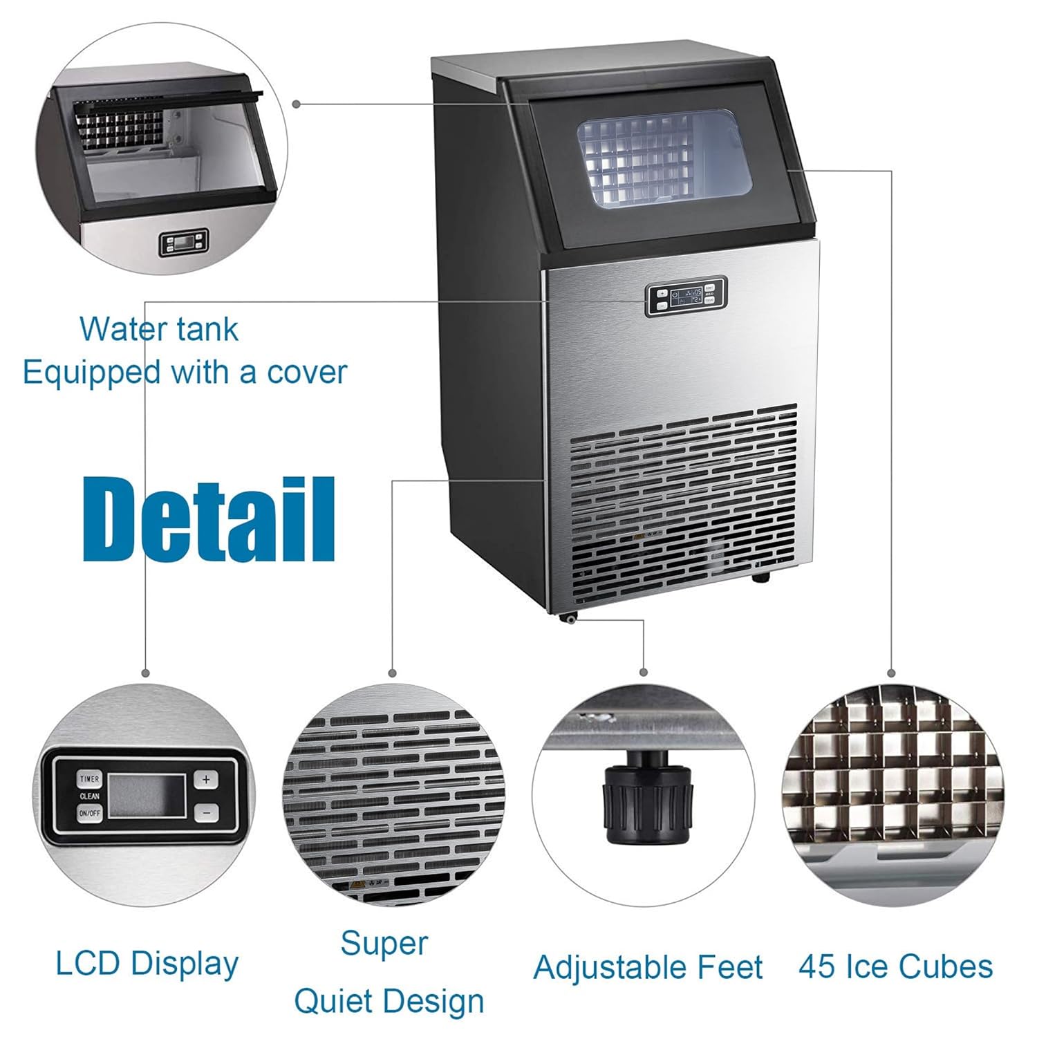 Antarctic Star Commercial Ice Makers Machine Stainless Steel Makers - Z5845AS