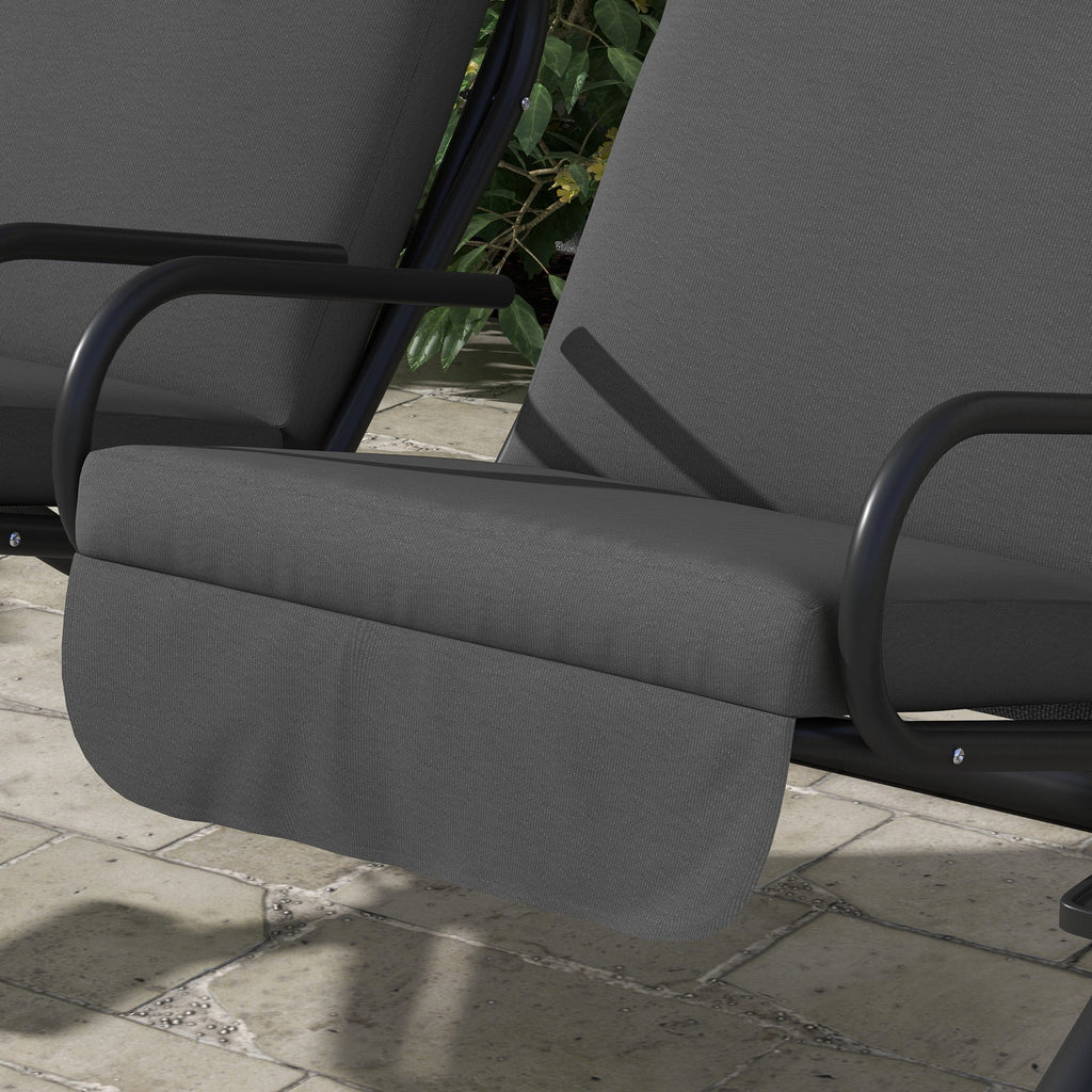 Outsunny 2-Seater Outdoor Swing Chair with Canopy for Porch, Patio, Backyard - Gray - 84A-052V03GY