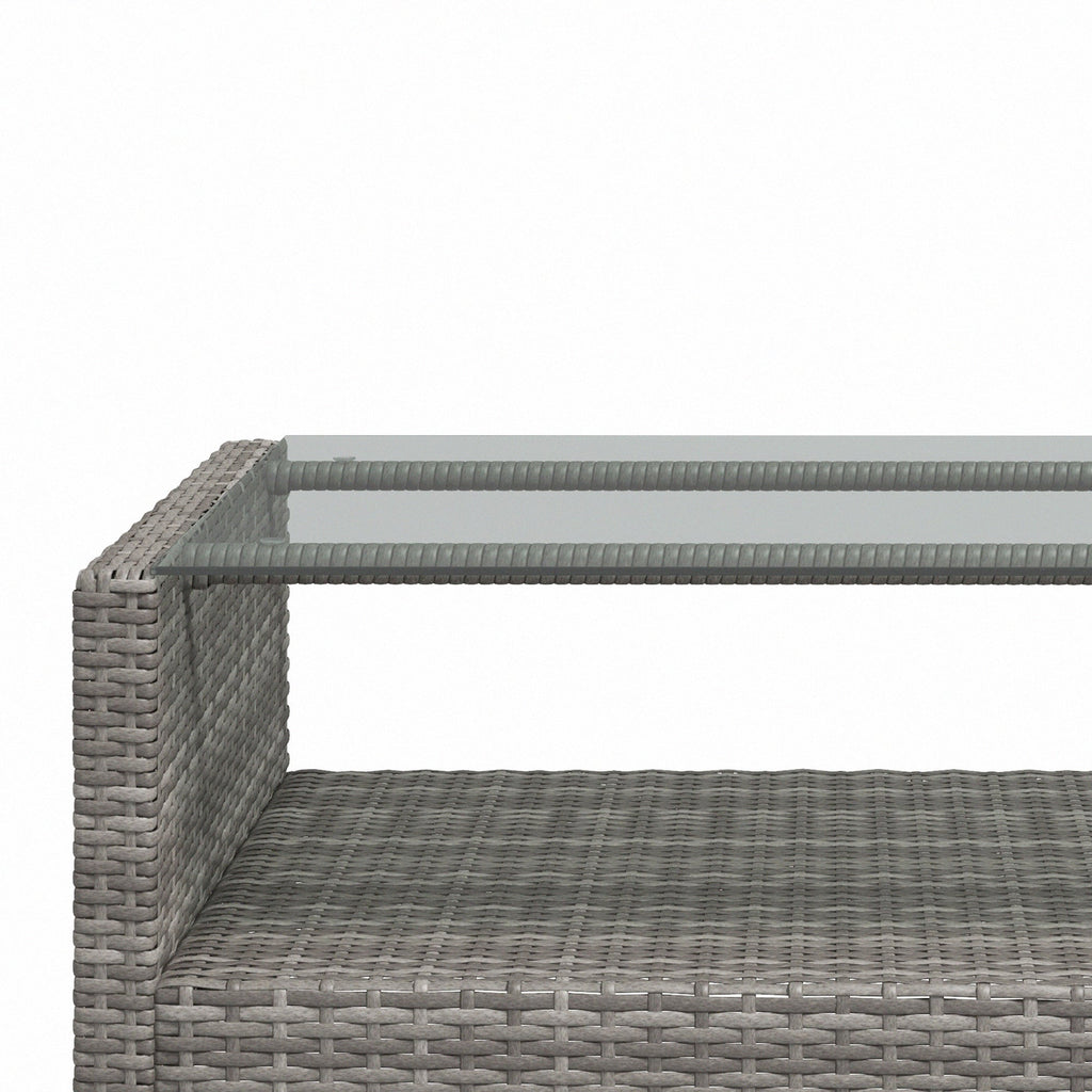 Outsunny 4-Piece PE Wicker Patio Set with Two-tier Coffee Table & Cushions, Charcoal - 860-117V01TN