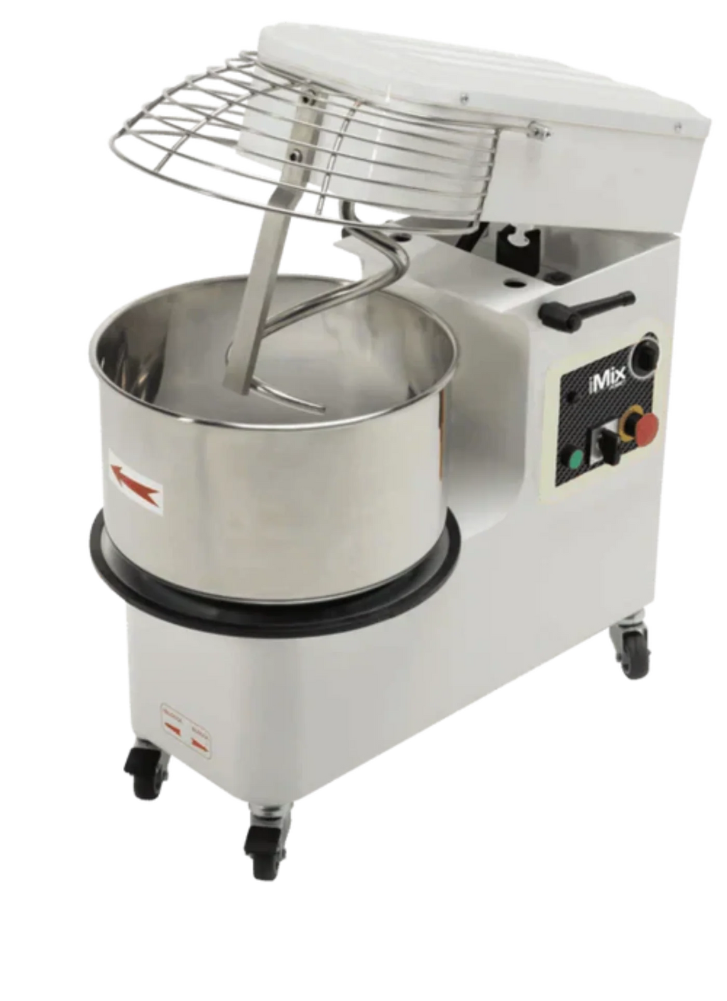 AMPTO Spiral Mixer 97 lbs dough. 66 lbs of flour. 52qts bowl. raising head and removed bowl. 220/60/3 - 2 Speeds. ETL. NSF - IM R44/2