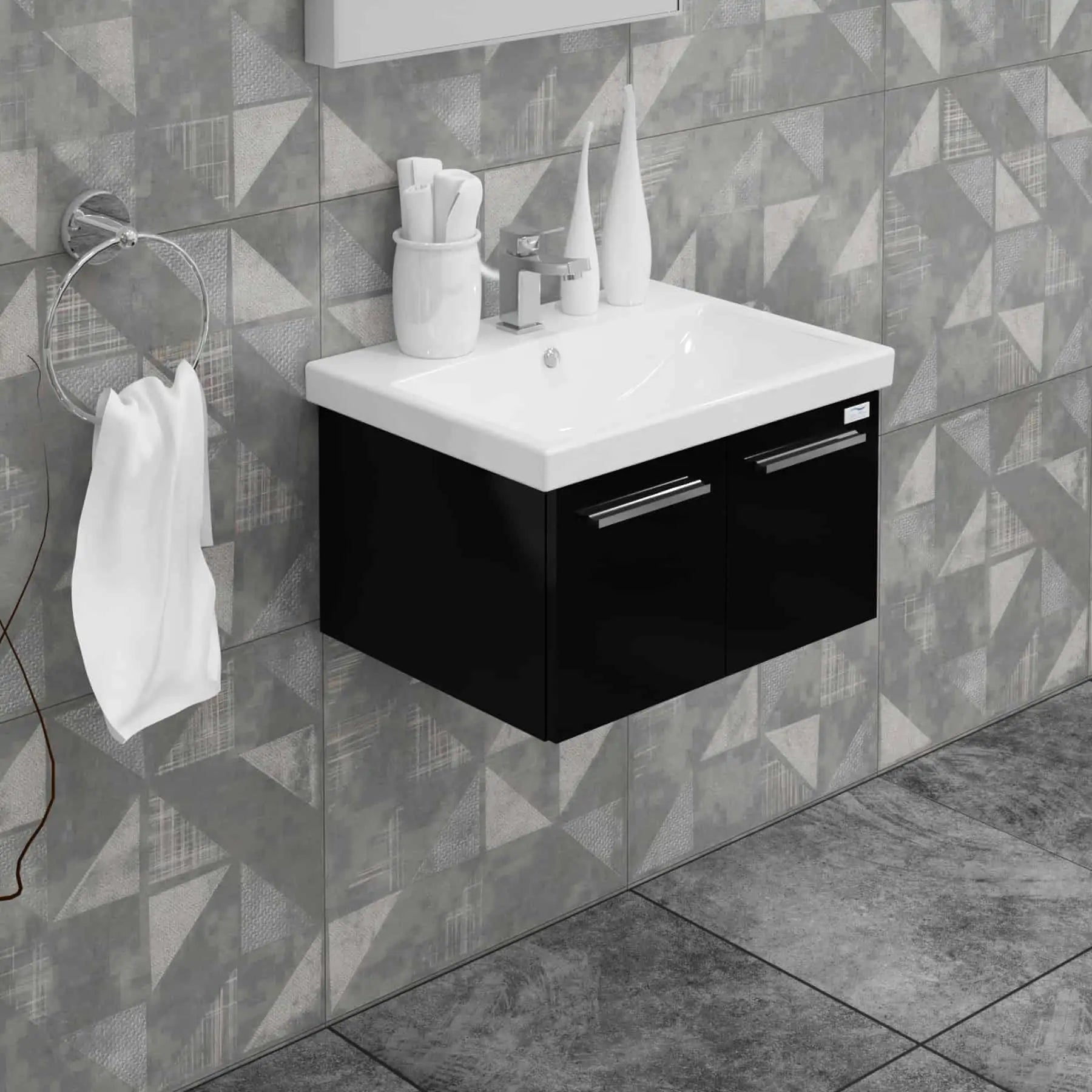 Casa Mare Aspe 24" Bathroom Vanity and Ceramic Sink Combo with LED Mirror - Aspe60GB-24